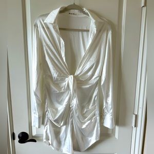 White satin mini dress